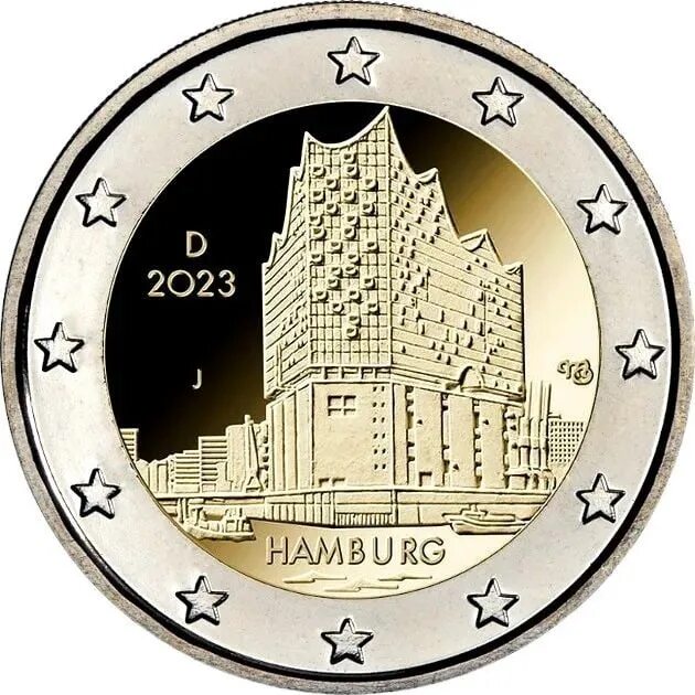 Германия 2 евро 2023 Гамбург Эльбская филармония. Германия 2 евро 2023 1275 лет. 2 Евро Гамбург 2023. Евро в Германии. Региональный этап немецкий 2023