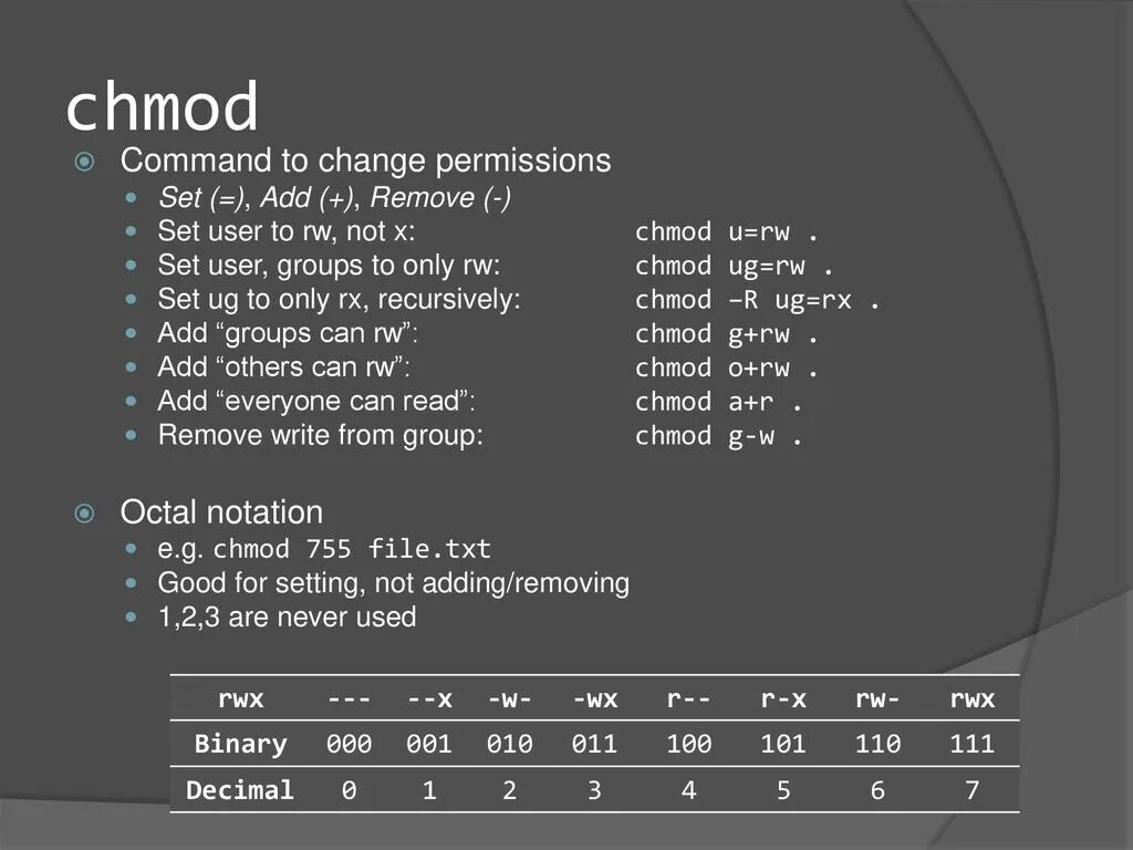 X commands