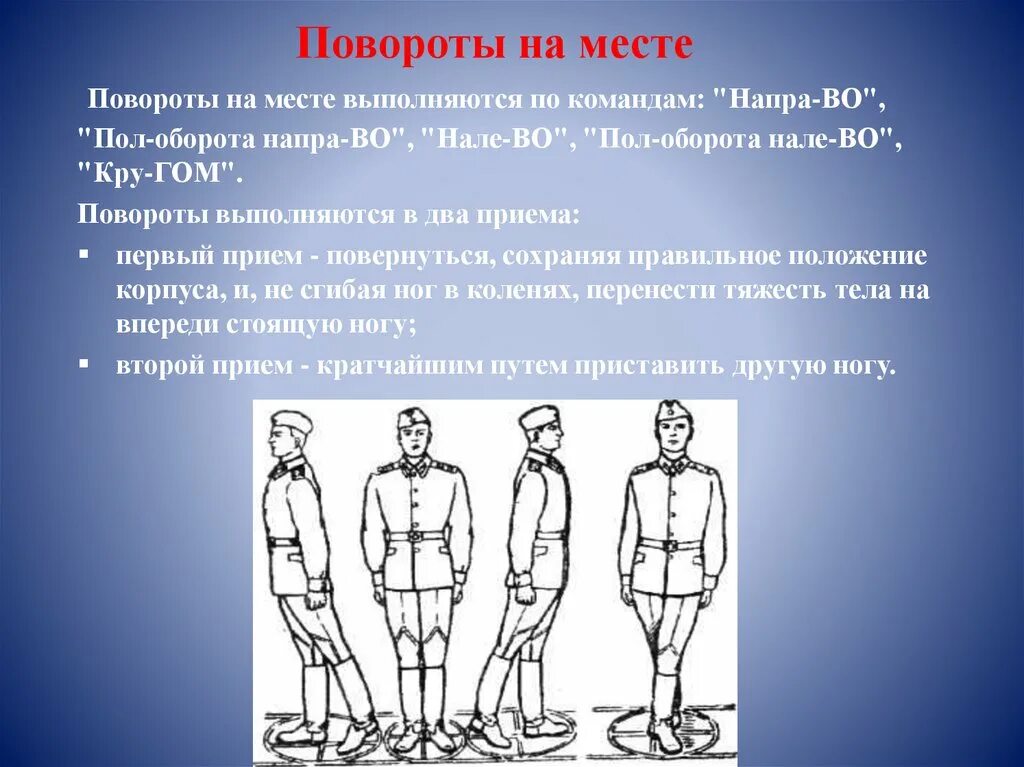 Без какого движения. Повороты на месте. Строевая стойка и повороты на месте. Строевые приемы на месте. Строевые приемы повороты на месте.