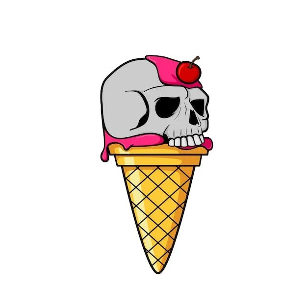 Голова мороженщика. Череп мороженое. Мороженое на голове. Изображение злого мороженщика.