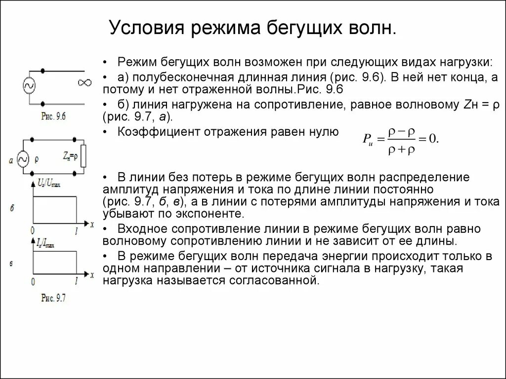 Режим бегущих волн в линии с потерями и без потерь. Волновое сопротивление линии без потерь. Сопротивление волновода. Режим бегущей волны в длинной линии. Как изменяется линия сопротивления