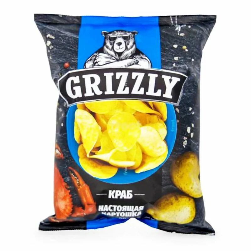 Краб 60. Чипсы Grizzly со вкусом краб 60гр. Чипсы Grizzly краб, 60 г. Чипсы Гризли 110 гр. Чипсы натуральные картофельные со вкусом краб ТМ "Grizzly" 60гр.