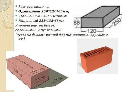 Размер кирпича м 250