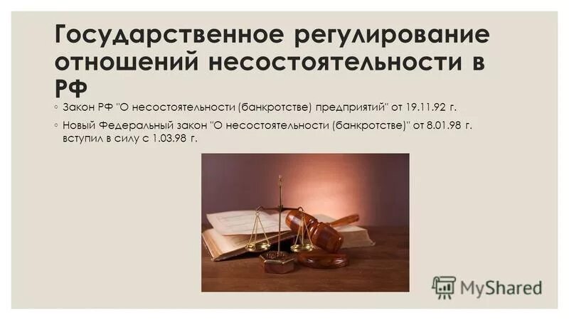 Регулирование отношений несостоятельности