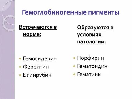 Гемоглобиногенные пигменты
