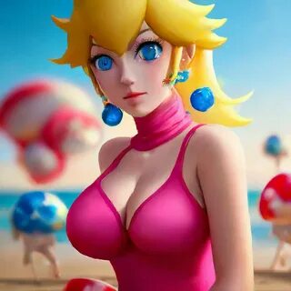 "Realistic, Princess Peach, big ." - image created in Shedevrum.