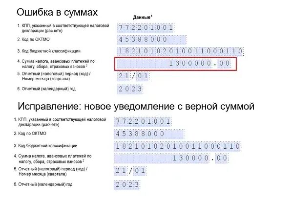 Исправленной суммой. Как создать 2 блок в уведомлении по ЕНП для исправления ошибки.