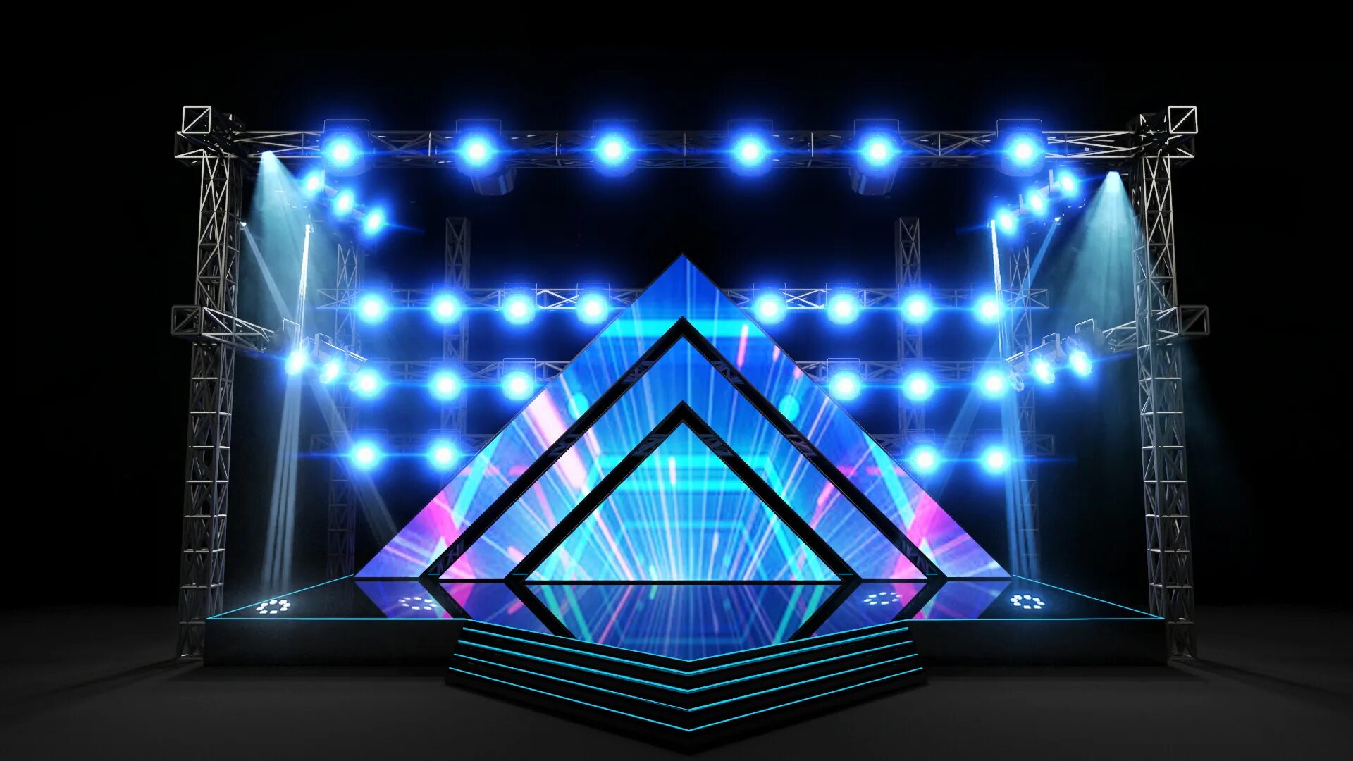 Stage design. Сцена неон. Проектирование сцены. Футуристическая сцена. Новогодний дизайн сцены.