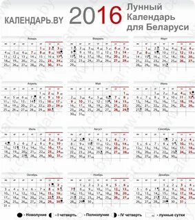 Календарь 2016 месяцам