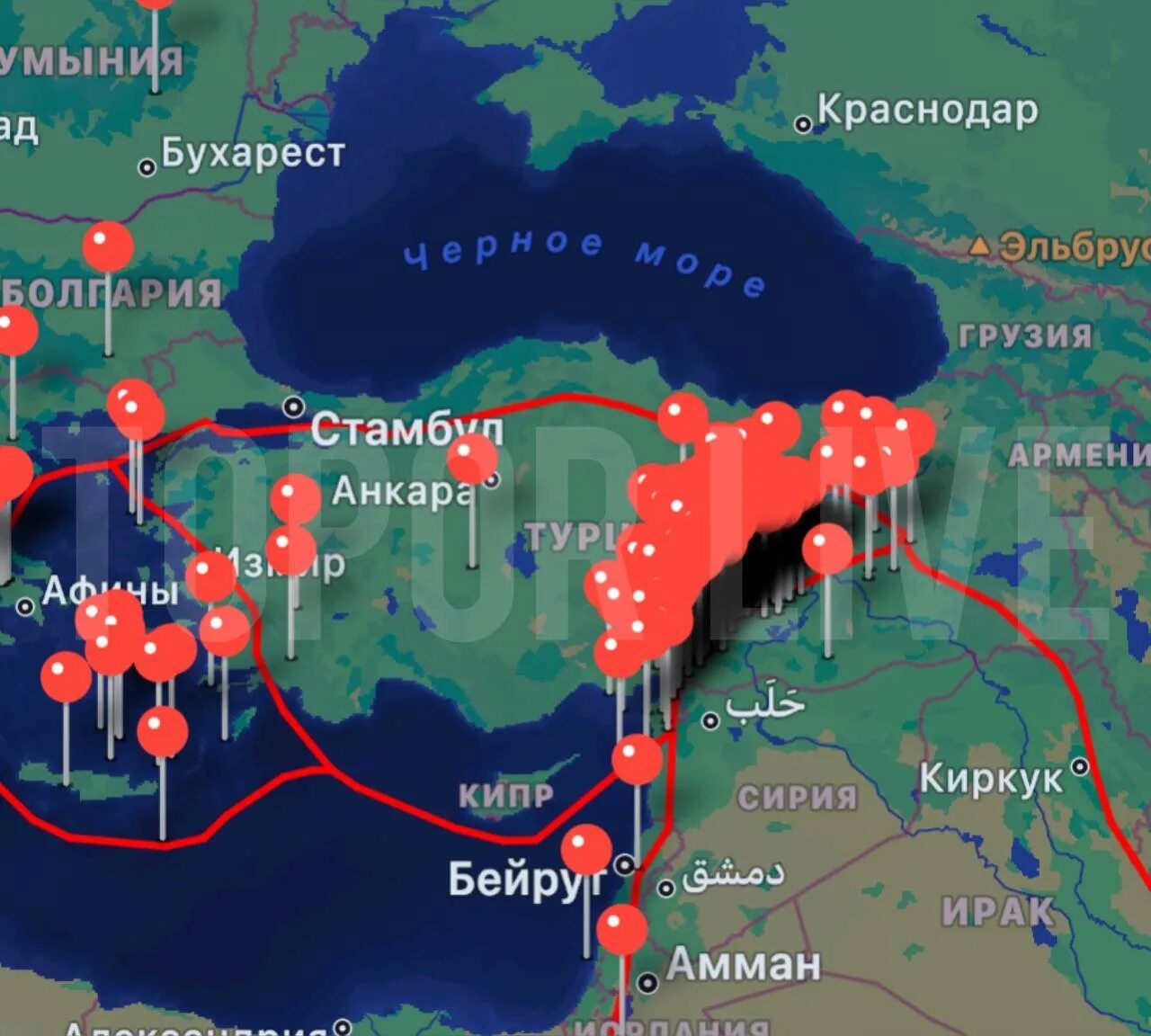 Сейсмические плиты в Турции. Тектонические плиты. Карта землетрясений. Евразийская плита.