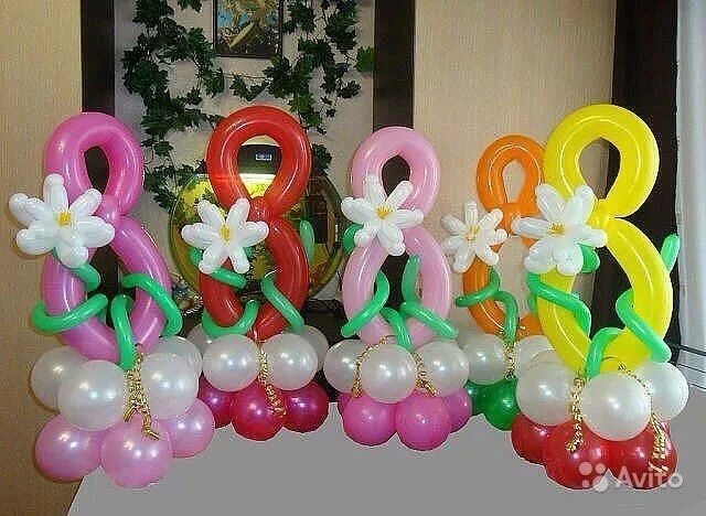 8 из воздушных шаров. Композиции из шаров. Цветы из шаров.
