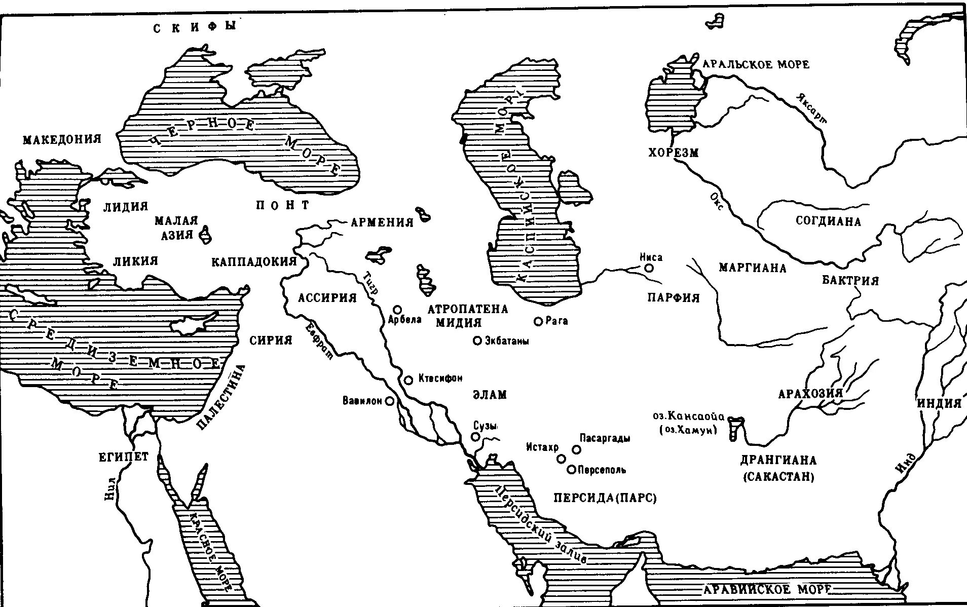 Древний Хорезм Бактрия Согдиана на карте. Мидийское царство.