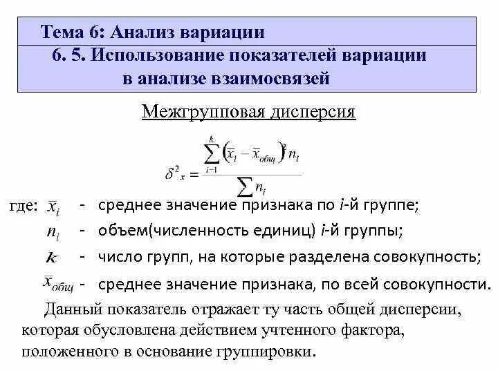 Методы анализа вариации. Методы анализа вариации