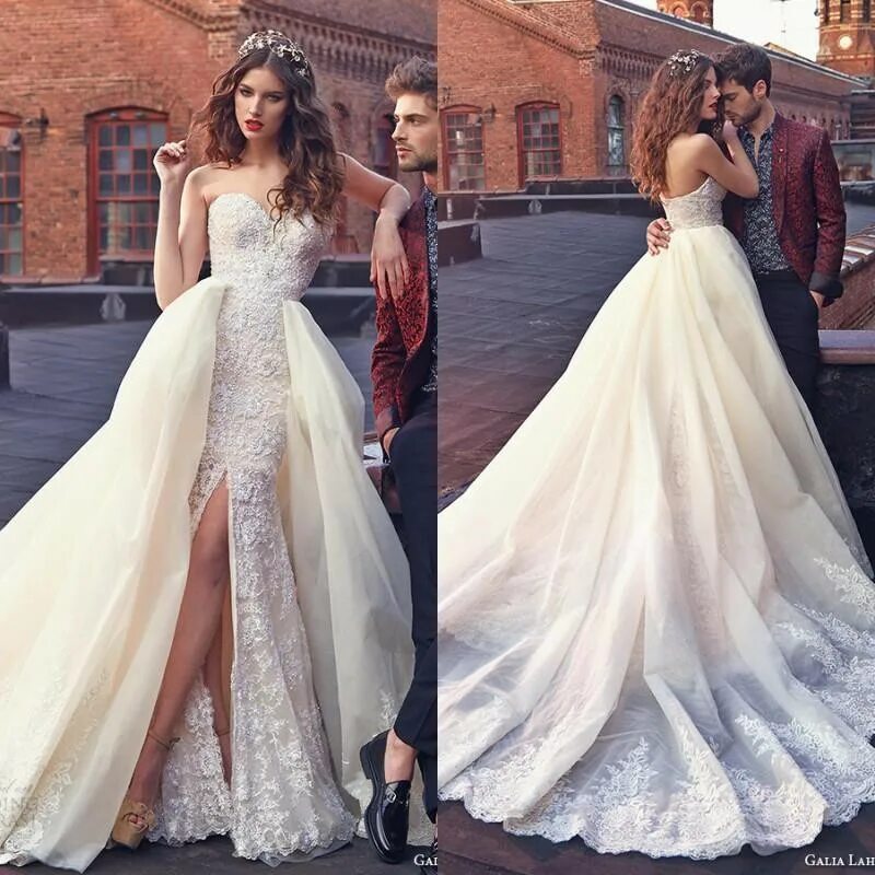 Платье со шлейфом. Свадебное платье трансформер. Свадебное платье с отстегивающейся юбкой. Оксана муха. Необычные вечерние платья.