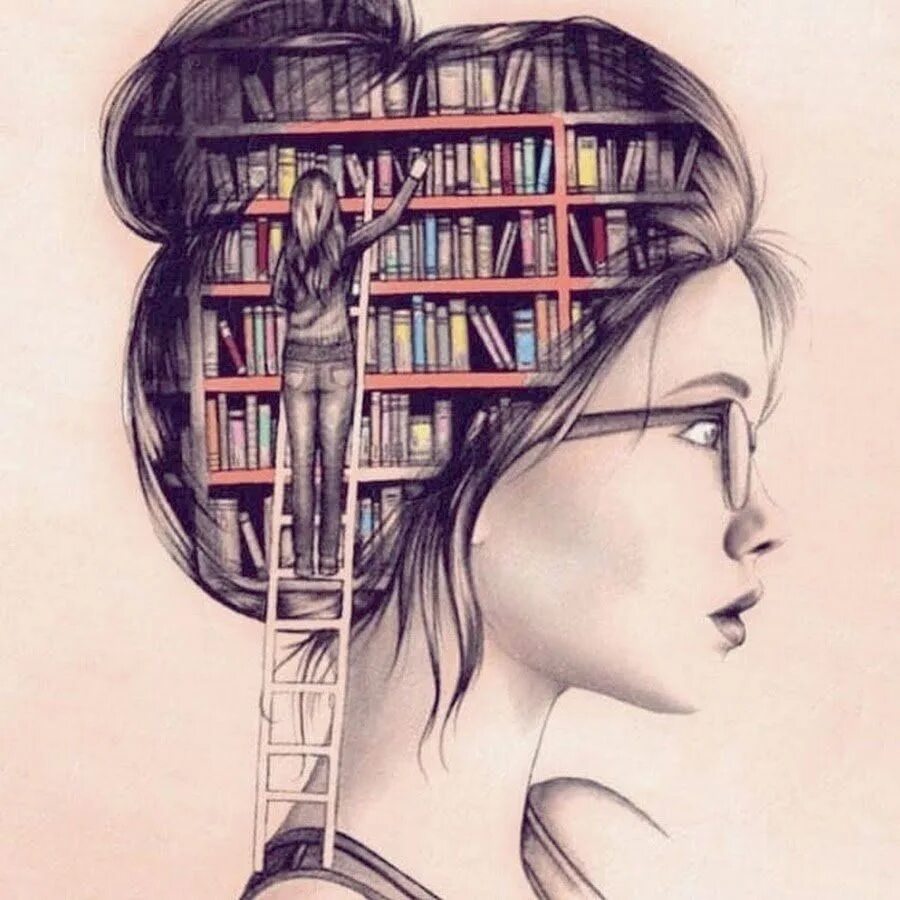 Девушка с книгой на голове. Книжные зарисовки. Девушка с книгой рисунок. Необычные рисунки.