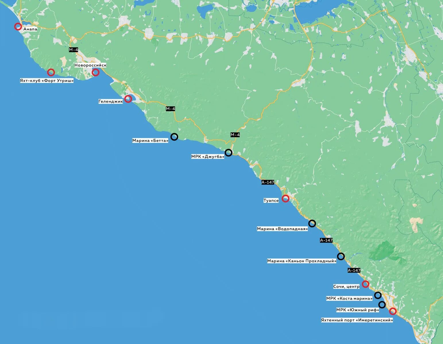 Карта от Анапы до Сочи. Анапа и Сочи на карте. Карта побережья от Туапсе до Геленджика. Анапа Сочи на карте Краснодарского края.