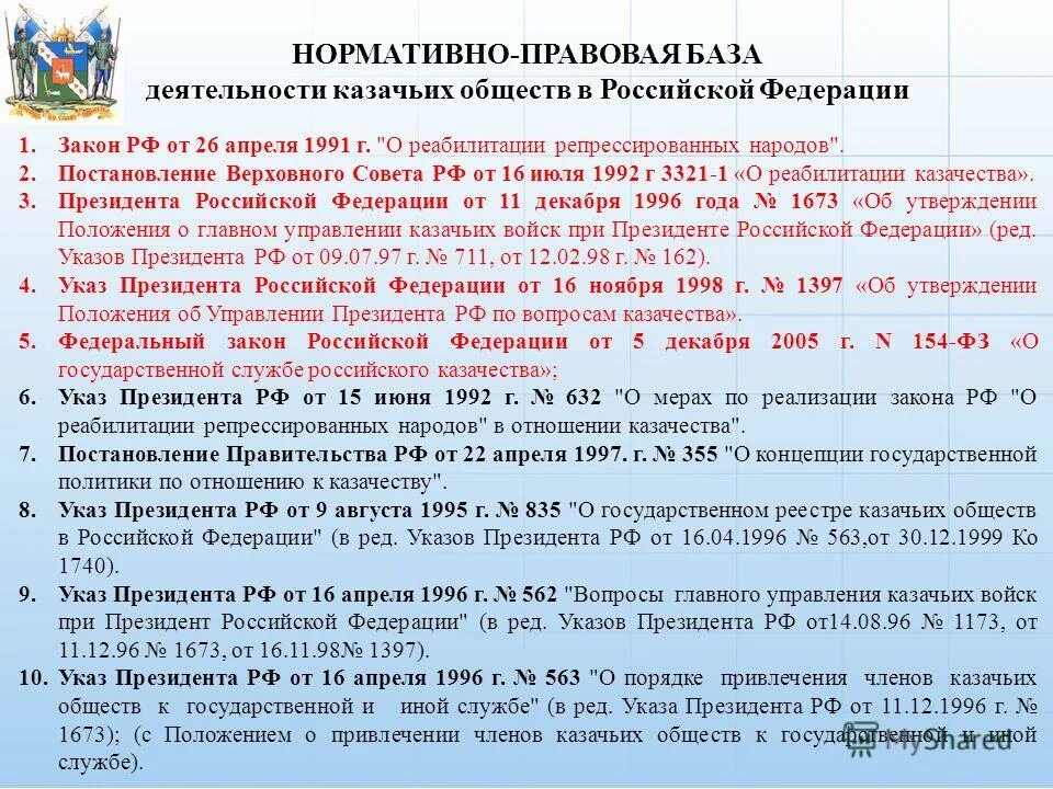 НПА казачьи общества. Устав казачьего общества. Законодательные акты указ президента. Документы регламентирующие деятельность казачества. Сборы действующие в рф