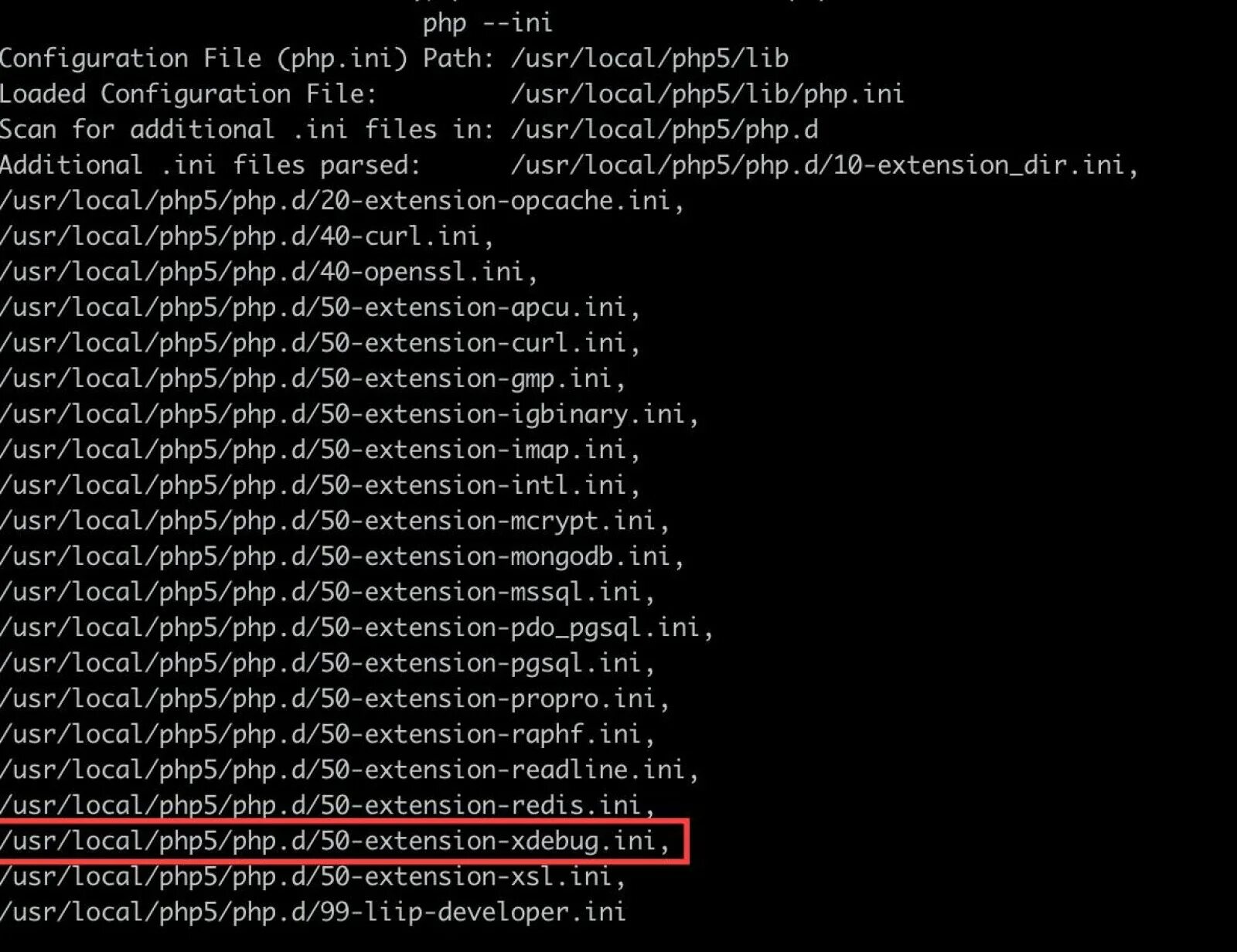 Usr local files. Xdebug. php. xdebug logo. (include_path=&#039;.:/usr/local/php-7.3.11/share/pear&#039;).