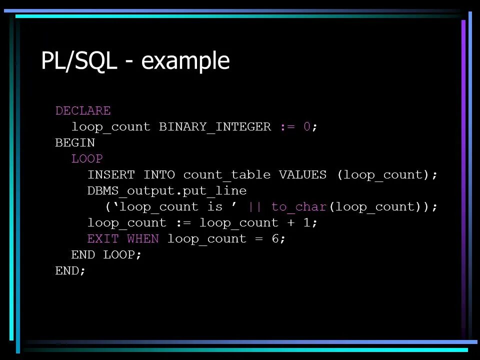 Pl sql insert into. Declare sql это. begin sql. sql example. c print int as binary options.