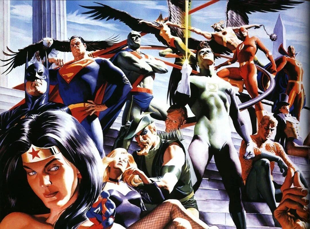 Comics art fans. Супермен лига справедливости. Comics art fans. Алекс росс комиксы. Вселенная марвел и дс.