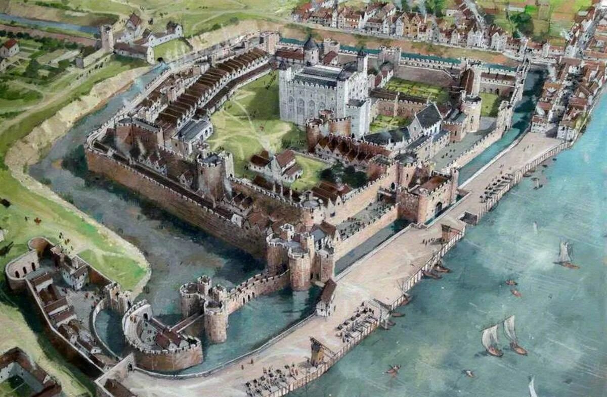 Англия 11 12 веке. Средневековый замок Тауэр. The Tower of London в 1066 году. Англия крепость Тауэр 11 века. Замки средневековья Лондонский Тауэр.