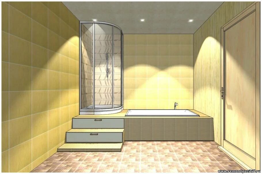 Теплые стены в душе. Ванная на подиуме. Подиум в ванной. Ванная с душем на подиуме. Душевая комната с подиумом.