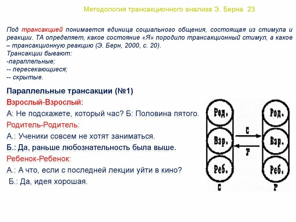 Транзактный анализ э Берна.