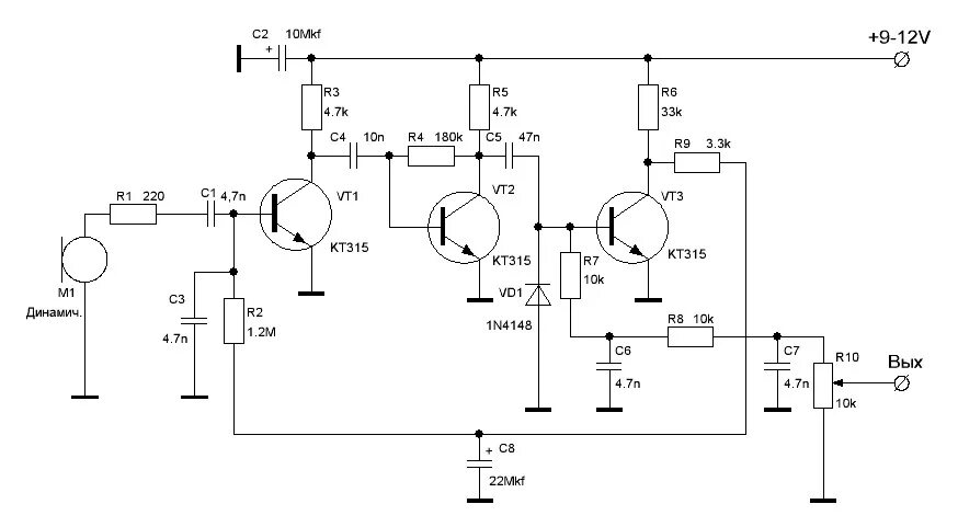 Предварительный унч. Микрофонный усилитель компрессор на транзисторе. Микрофонный усилитель компрессор для трансивера схема. Микрофонный усилитель с компрессором схема. Предусилитель для динамического микрофона схема на транзисторах кт315.
