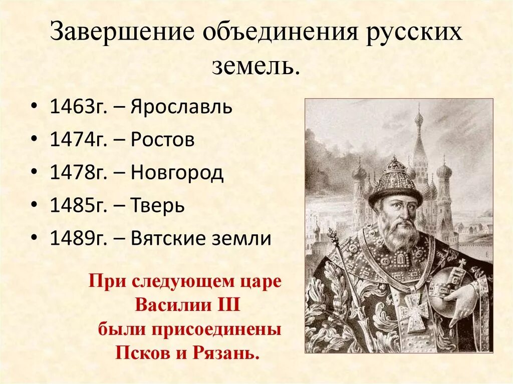 Присоединение Новгорода к московскому княжеству 1478. Правитель начавший собирать земли вокруг москвы