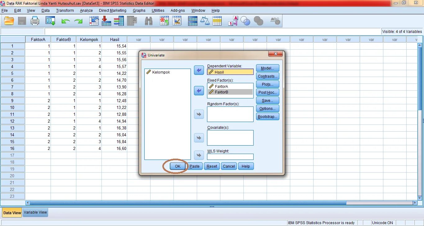 Data set variables