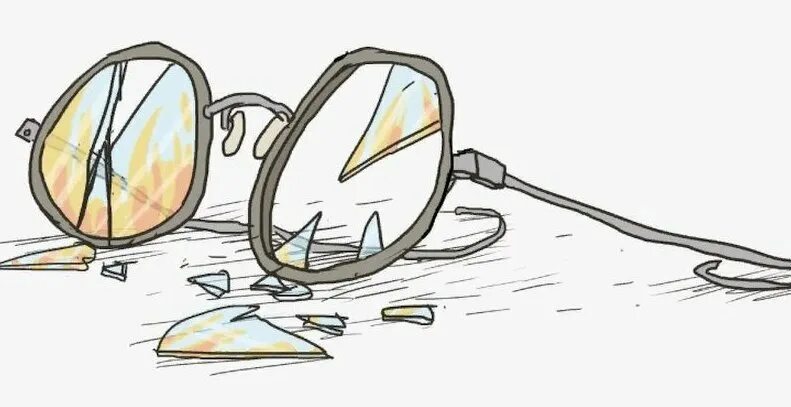 Разбили очко. Разбитые очки. Поломанные очки. Треснувшие очки нарисованные. Очки упали.