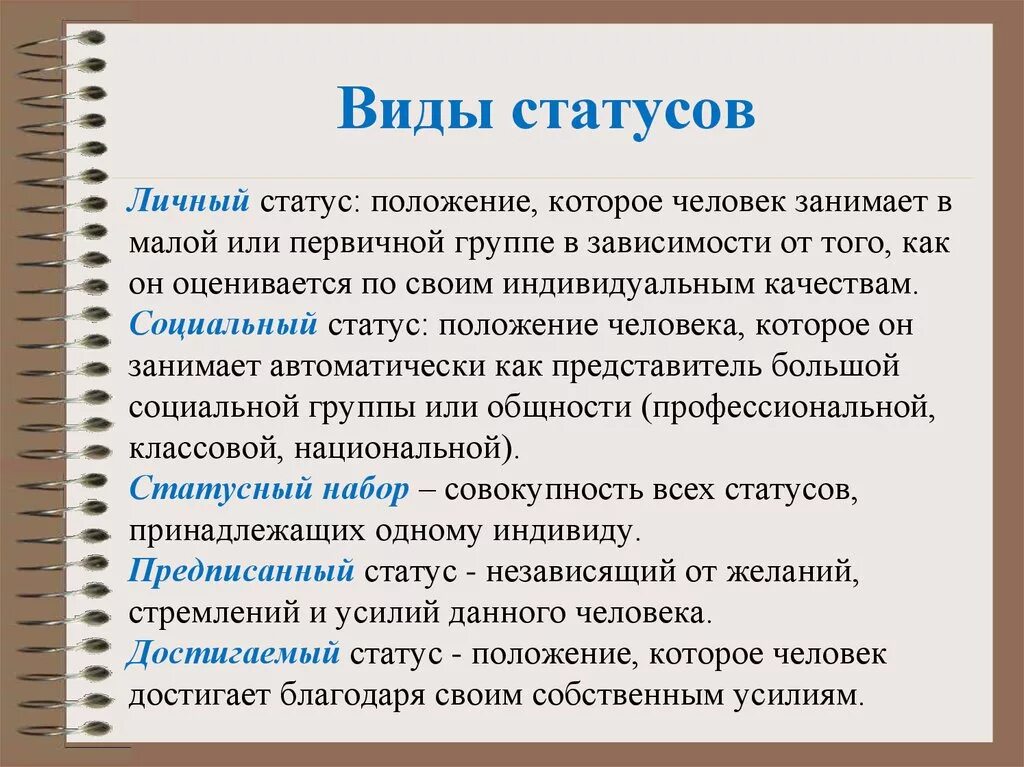 Примеры общего статуса. Социальный статус в ды. Фиды социальных статусов. Виды социального статуса и примеры. Социальное положение виды.