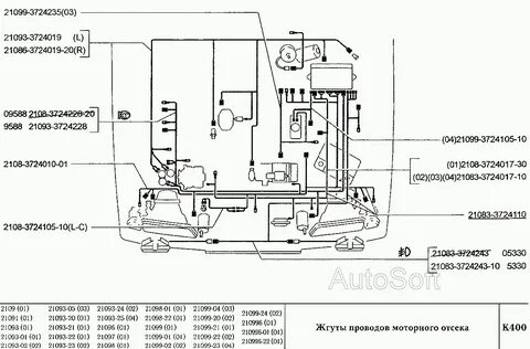 Схема подкапотного пространства ваз