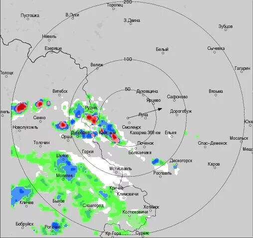 Грозовой фронт на карте в реальном времени