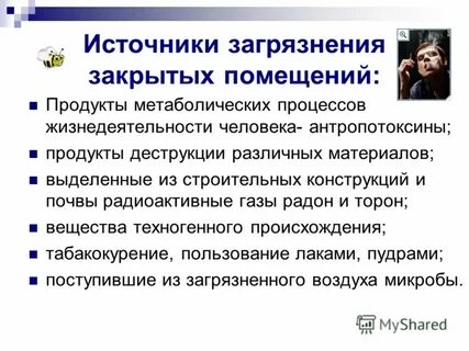 Основные источники загрязнения воздуха помещений