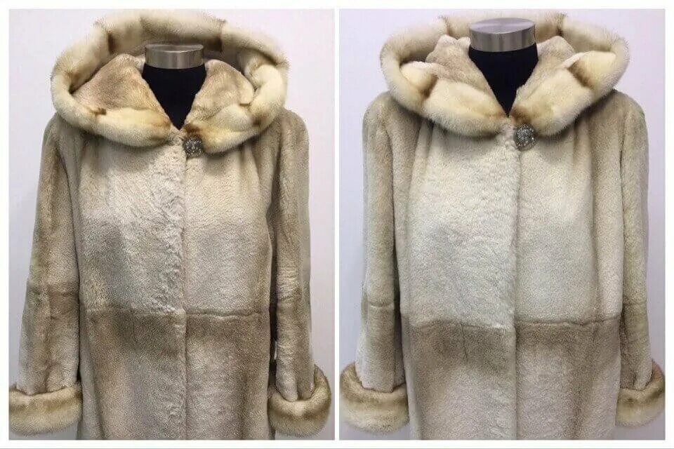 Мутоновая шуба до и после химчистки. Крашение одежды. Химчистка пуховика до и после. Химчистка пальто. Химчистка верхней одежды.