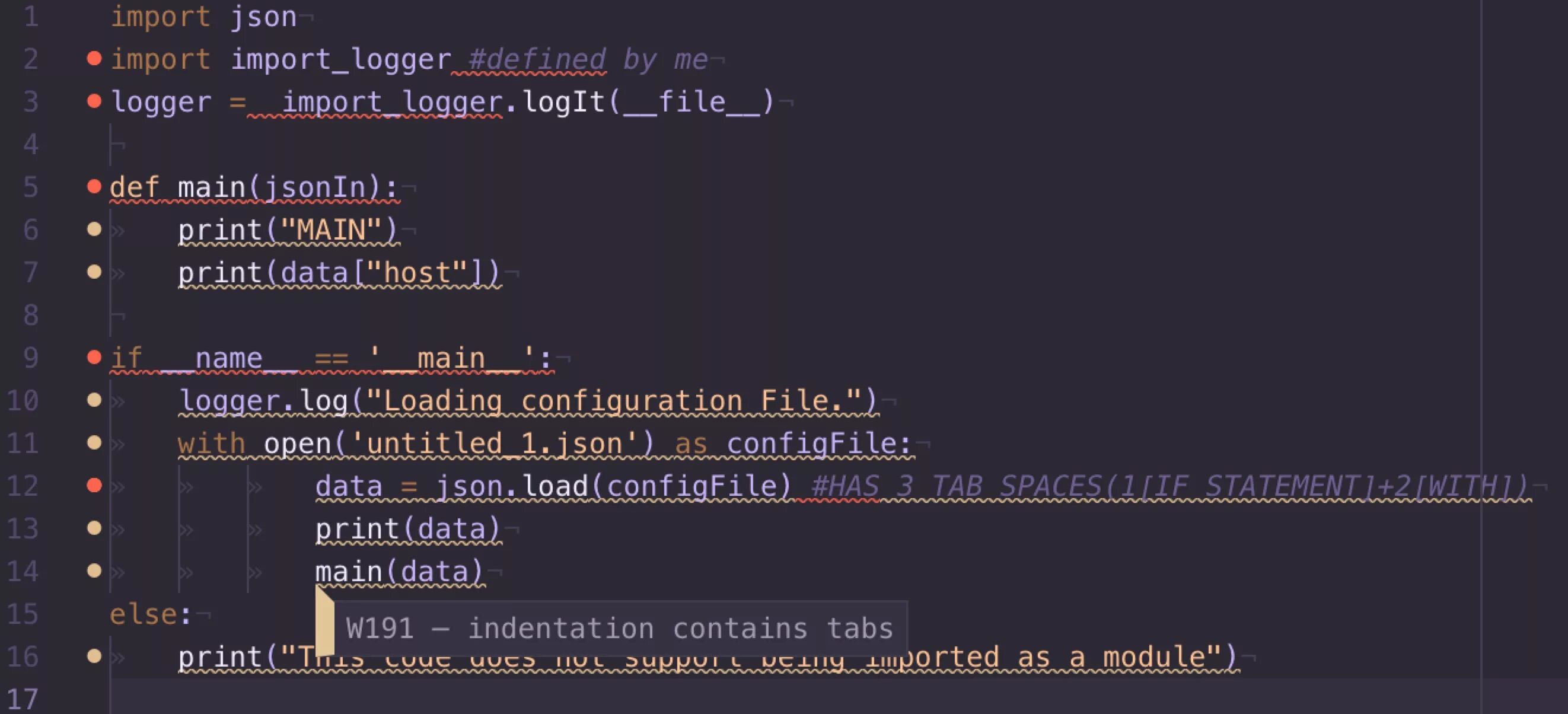 Import json file. Табуляция в питоне. Inconsistent use of Tabs and Spaces in indentation. Символ табуляции Python. Inconsistent use of Tabs and Spaces in indentation в питоне.