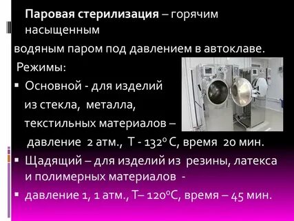 Пар под давлением метод стерилизации