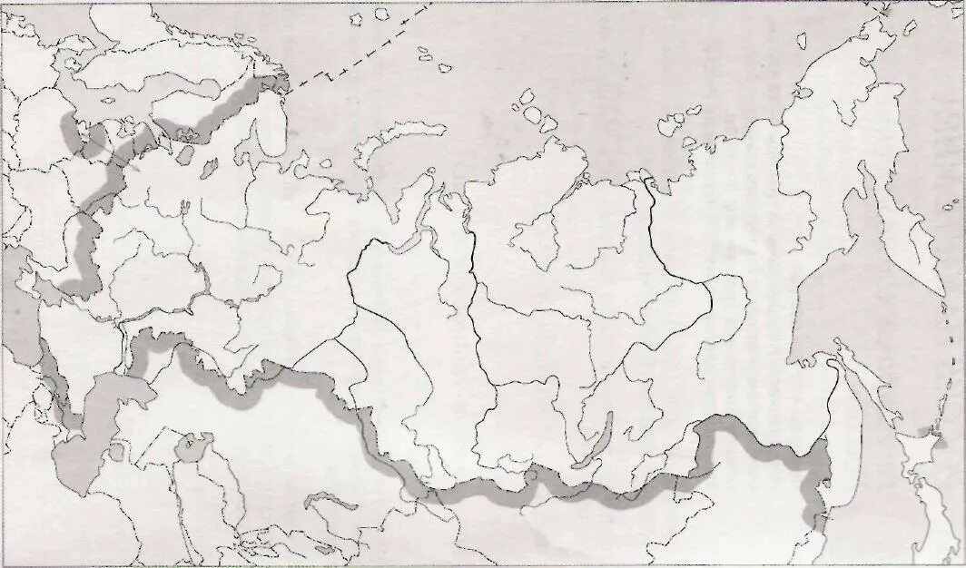 Географическая карта россии черно белая
