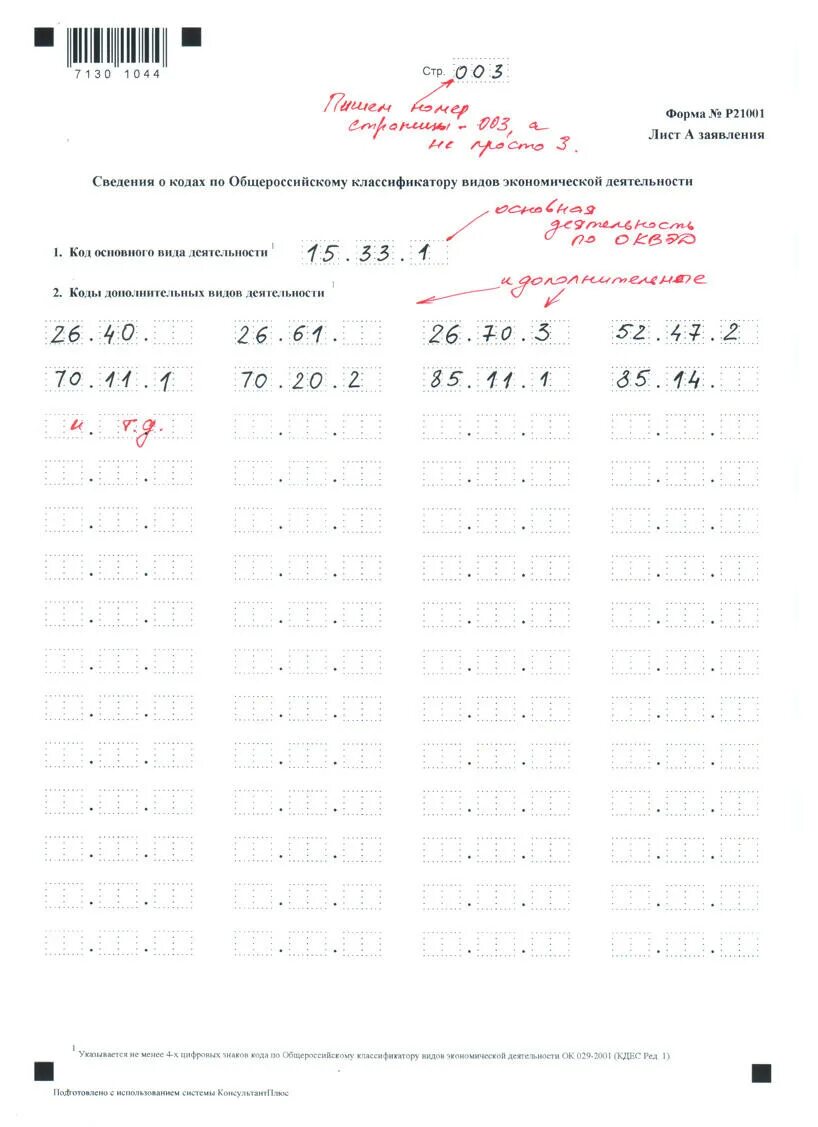 Форма р21001 для ип образец