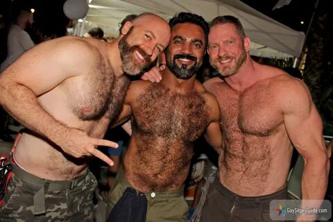 Fun on Tuesday in the bear village during the Sitges Bears Week with hot gu...