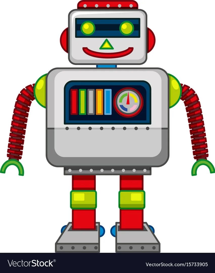 Робот цветной. Роботы для детей. Изображение робота для детей. Дети и роботы в векторе.