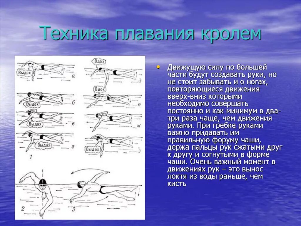 Методика плавания кролем. Стиль плавания Кроль техника. Техника плавания кролем для начинающих. Основные упражнения для изучения техники плавания кролем на груди. Движения при плавании кролем.