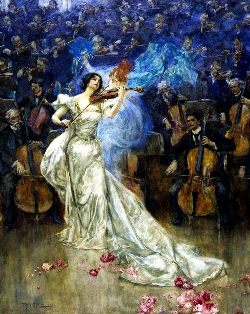 Концерты скрипачки. Картины John Gulich. John Gulich. A Violin Concerto. Скрипка картина. Концерт живопись.
