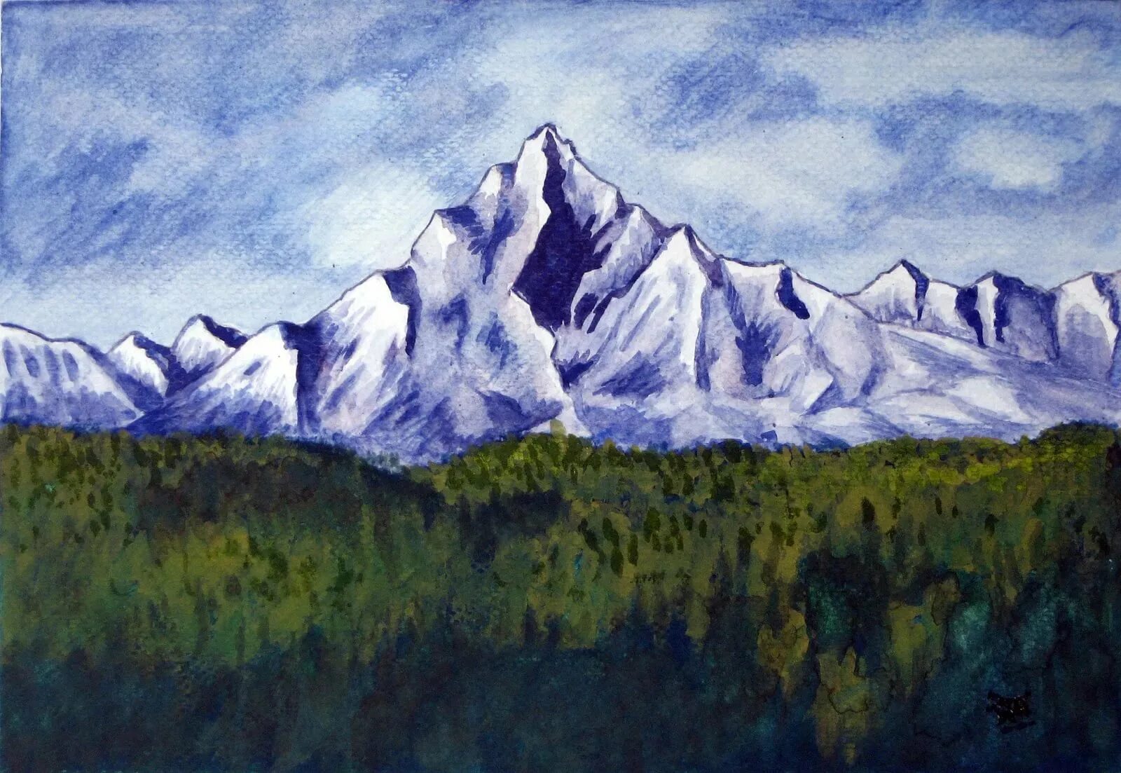 Легкие горы читать краткое. Горы рисунок. Рисование горного пейзажа. Горы цветными карандашами. Горный пейзаж карандашом цветными.