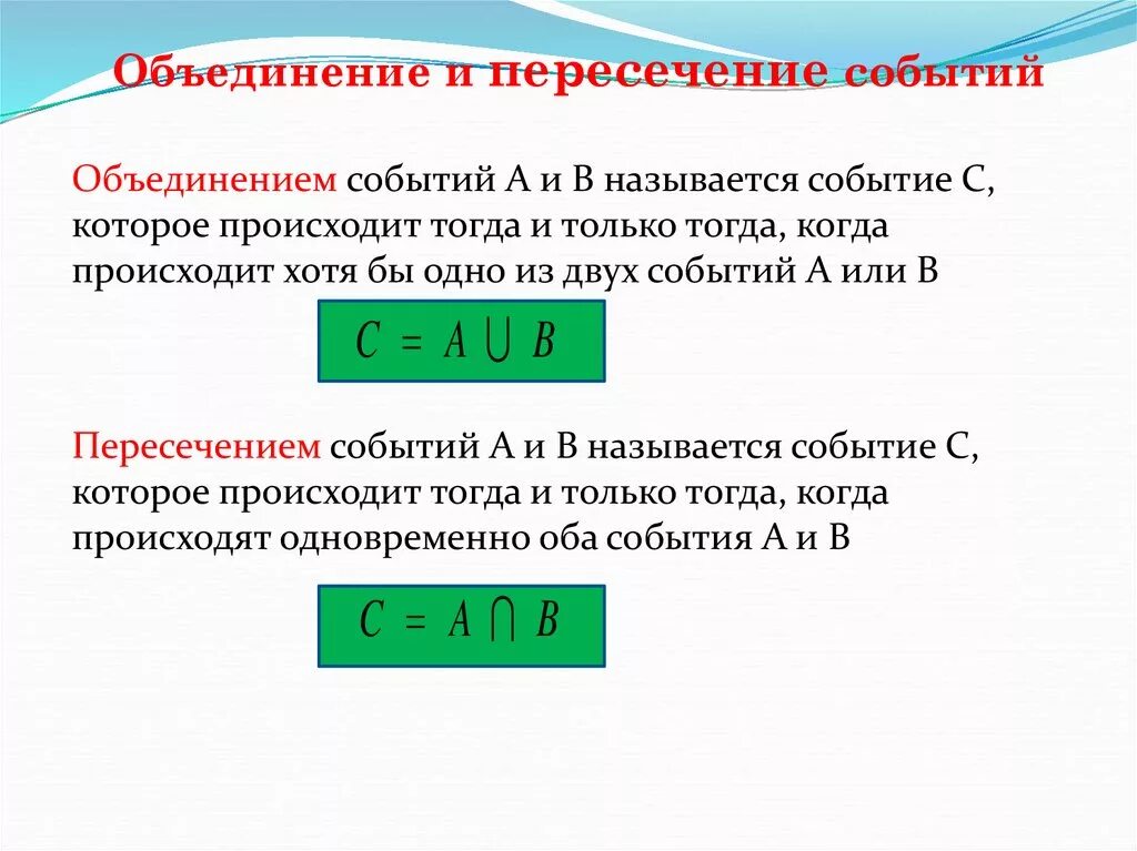 Объединение и пересечение событий