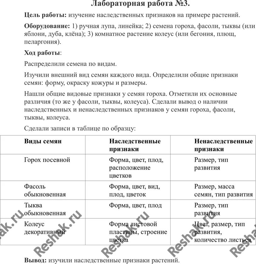 Лабораторная работа по биологии изучение искусственных сообществ. Таблица вид семян наследственные признаки ненаследственные признаки. горох посевной наследственные и ненаследственные признаки. лабораторная работа по биологии. выявление наследственных и ненаследственных.