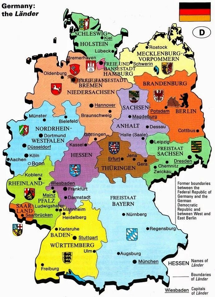 Карта Германии на немецком языке с федеральными землями. Земли Германии на карте. Карта Германии с землями и городами. Карта Германии по землям с городами.