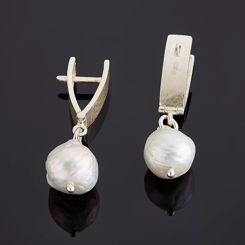 кристалл серьги с жемчугом. серьги с жемчугом. жемчуг серьги 10 мм. серебро 18kgp. серьги с жемчугом и фианитами (арт.