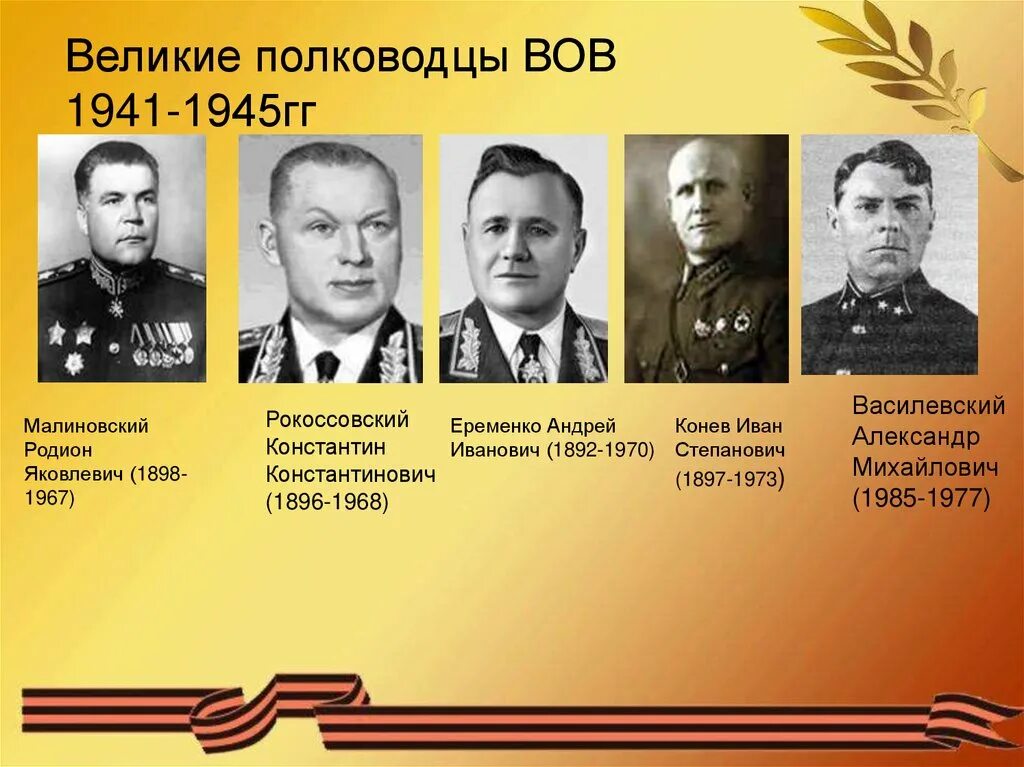 Назовите имена выдающихся советских полководцев